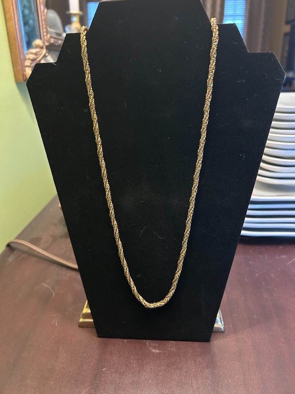 Vintage Gold Braided Wheat Chain Necklace 32in